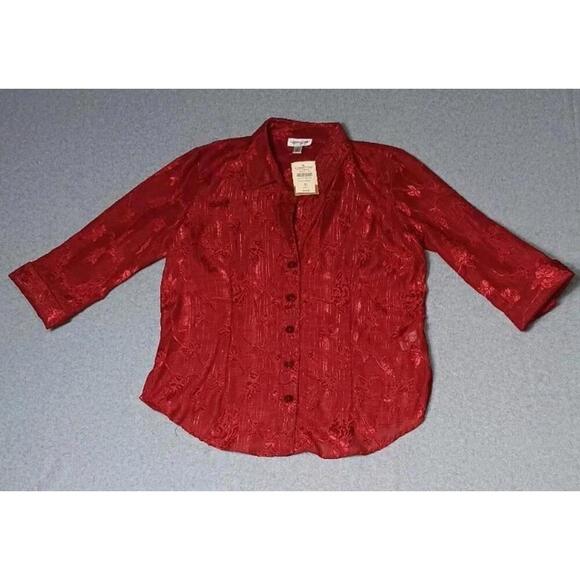 Coldwater Creek Tops - NWT! Coldwater Creek 3/4 Sleeve Semi Sheer Button Up Blouse Womens Size Medium